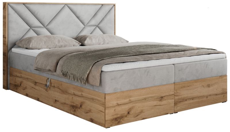 Łóżko kontynentalne MKS Meble GUNAR 160x200 H3 Jasnoszary welvet 1szt