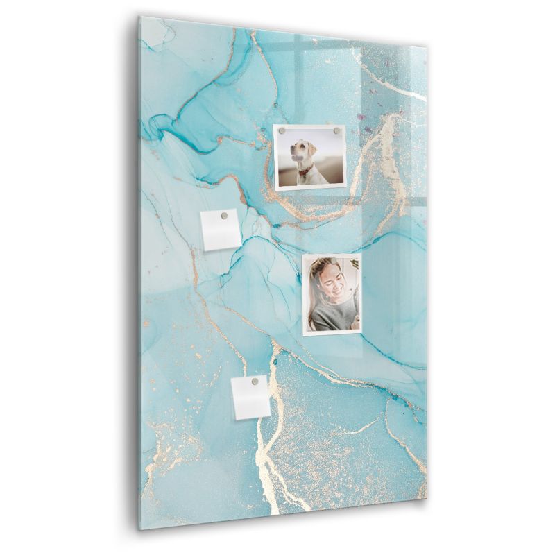 Szklana tablica magnetyczna Wallfluent 60x90 cm Ozdobny marmur Czarny marker 1 szt.