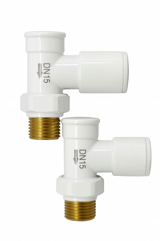 Zestaw zaworów ręcznych prostych 1/2" biały