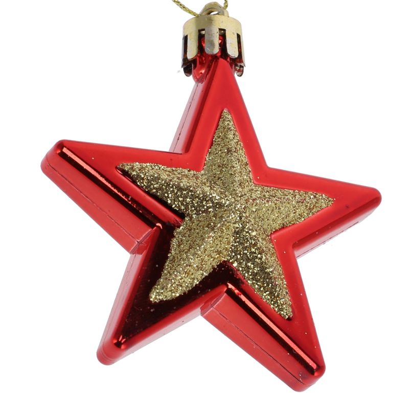 Bombki plastikowe Jumi gwiazdki 6,5 cm czerwone 6 szt.