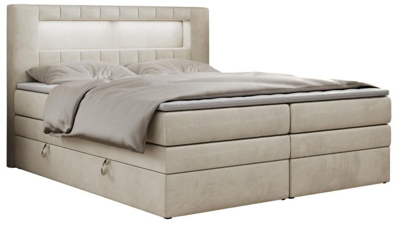 Łóżko kontynentalne MKS Meble GOLD 5 KING 160x200 H4 Beżowy welvet 1szt.