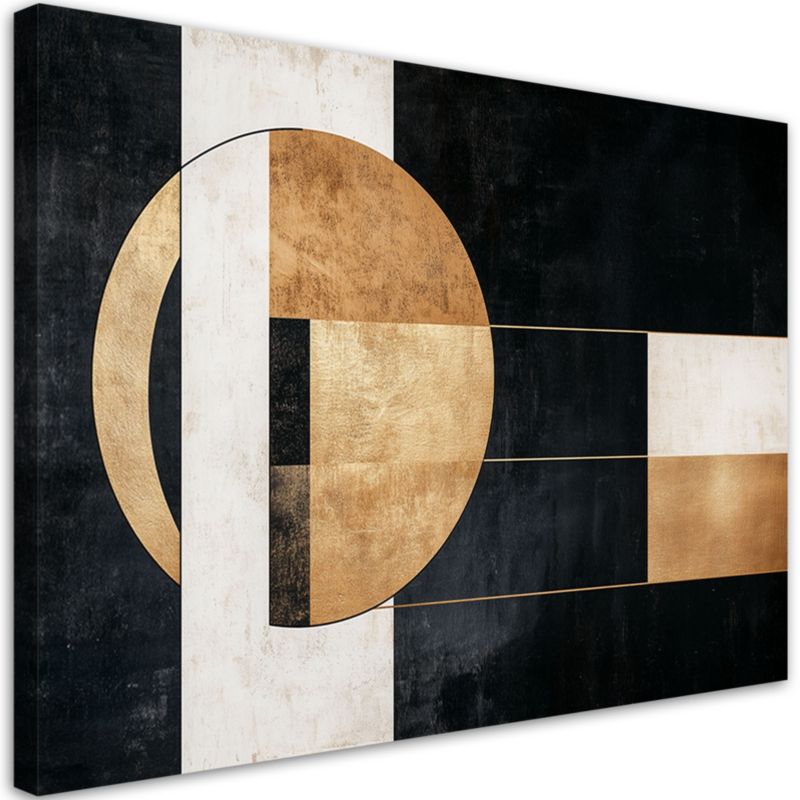 Obraz na płótnie Feeby Abstrakcja Geometryczna Czarno Zlota 90x60cm 1szt