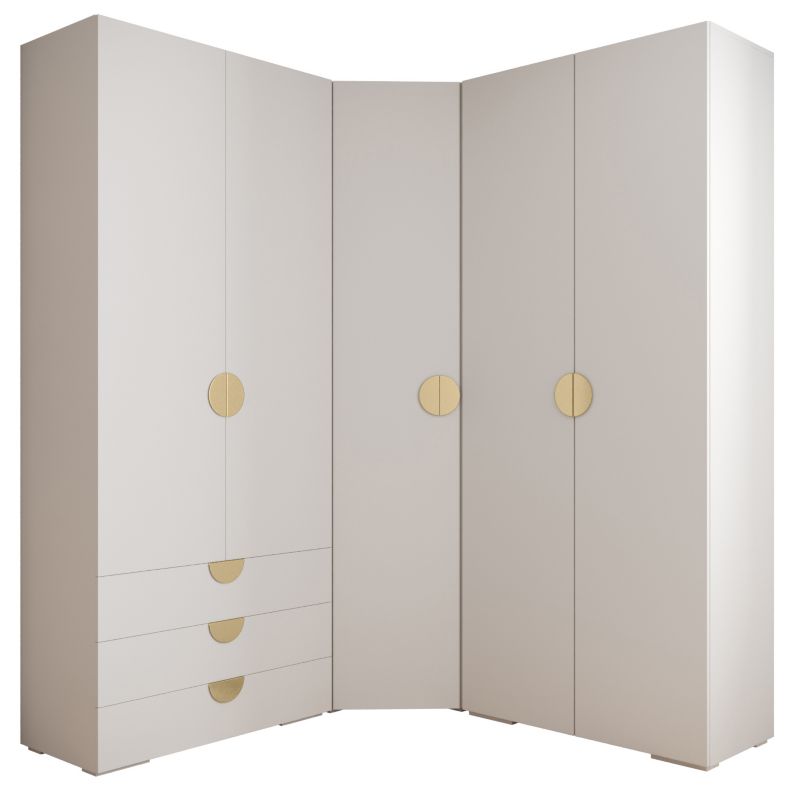 Garderoba wysoka do przedpokoju Abiks INOVA 4 Z1 biały+złoty 1 szt.