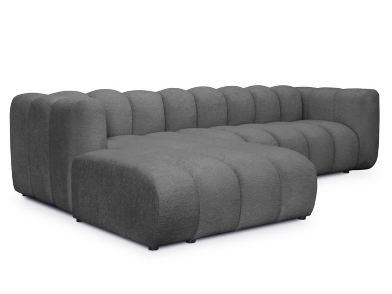 Narożnik lewostronny LaMiaSofa NAPOLI z tkaniny szenilowej 288x179 cm ciemny szary 1 szt.