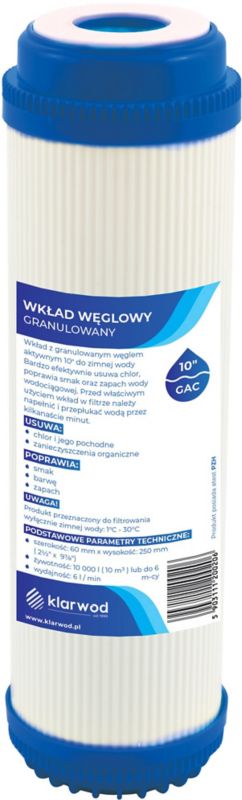 Wkład węglowy Klarwod do filtra 10 GAC