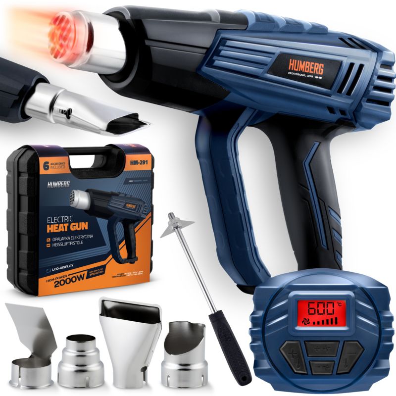 Opalarka elektryczna Humberg 2000W płynna regulacja temp. 60-600 stopni 4 dysze 1 szt.