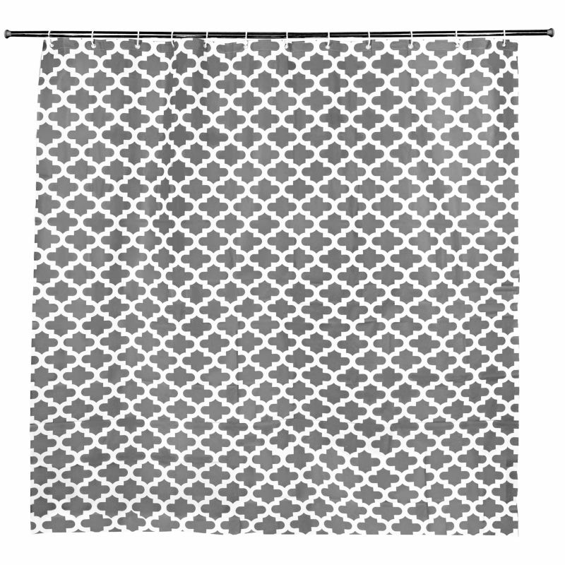 Zasłona prysznicowa Rodeno 180x180 cm szara białe wzory 1 szt.