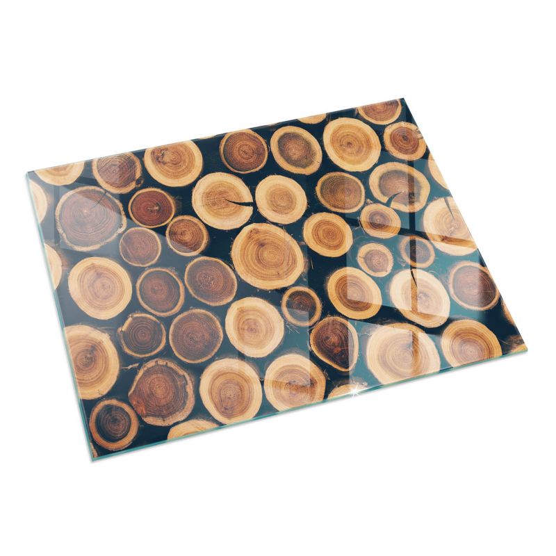 Szklana Podkładka Pod Kominek Prostokąt Wallfluent 120x80 cm Kompozycja z drewnianych fragmentów 1 szt.