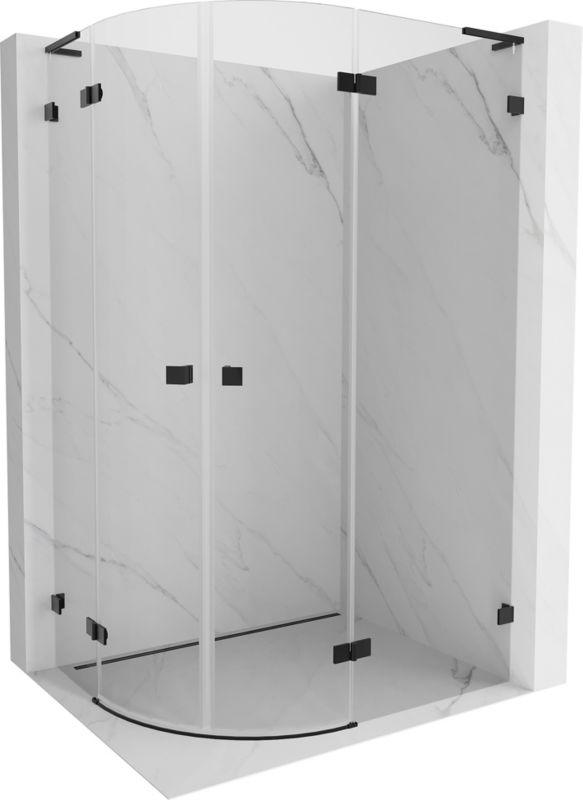 Kabina prysznicowa Mexen Lunar L półokrągła uchylna prawa 100 x 70 cm transparent czarna 1 szt.
