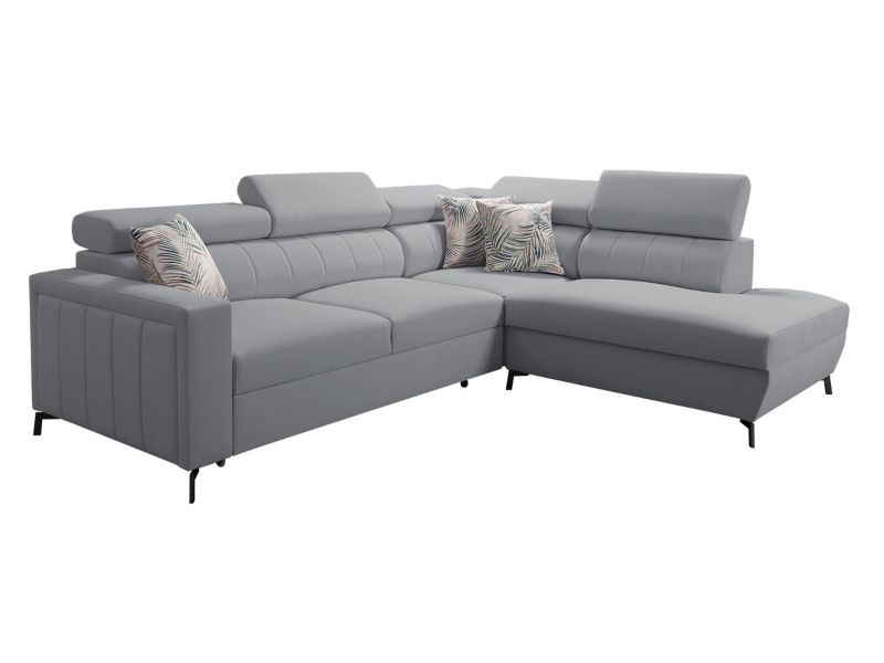 Narożnik MIRJAN 24 z funkcją spania Baltico III Maxi prawy gołębi szary/wzór w liście 1 szt.