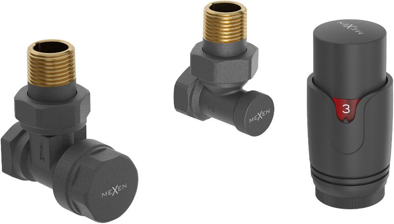 Zestaw termostatyczny kątowy Mexen G00 antracyt W901-900-66 1 szt.