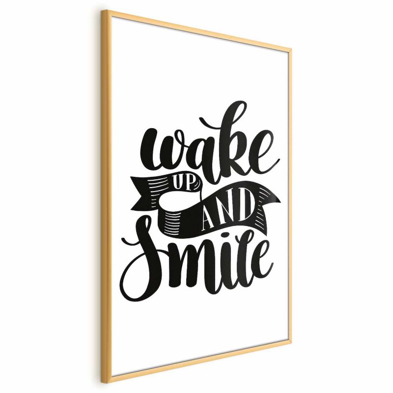 Plakat Artgeist Wake up and smile 40x60 cm z ramą złotą bez marginesu 1 szt