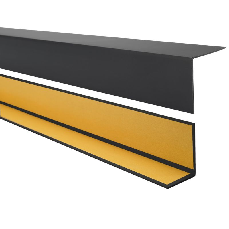 Kątownik twardy PCV 15x15mm, QUEST samoprzylepny, ozdobny profil L kątowy, narożnik dekoracyjny z klejem, KTK, czarny, 2m