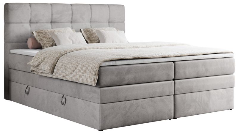 Łóżko kontynentalne MKS Meble ERNI KING 200x200 H4 Jasnoszary welvet 1szt.