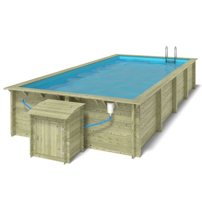 Basen drewniany Aqua ALTANKA 8,5x4,35 - H.1,45 m - z filtracją i szafką na osprzęt, BAS7309OSPL+SZA, 1szt.