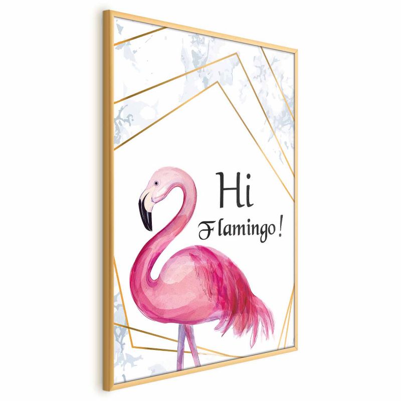 Plakat Artgeist Hi flamingo 29,7x42 cm z ramą złotą 1 szt