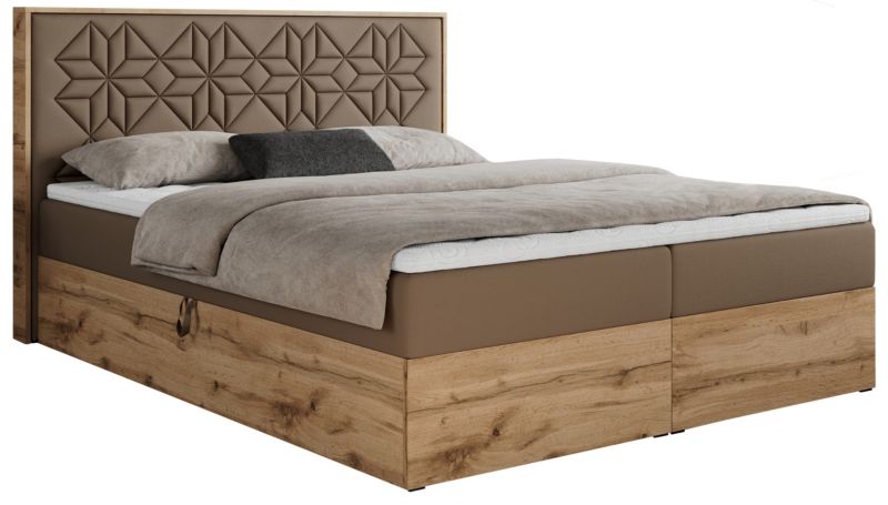 Łóżko kontynentalne MKS Meble NESSI 140x200 H4 Brązowy ecoskóra 1szt