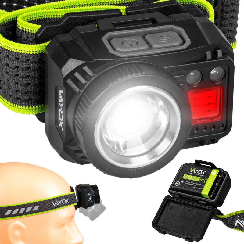 Latarka czołowa Vayox VA0098 akumulatorowa czujnik ruchu ZOOM 500lm 1 szt.