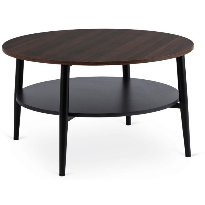 Stolik Kawowy Paulo Max 80 cm Mebel Elite Okrągły Orzech/Czarny 1 szt
