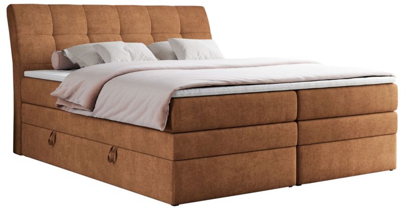 Łóżko kontynentalne MKS Meble GOLD 10 KING 180x200 H3 Pomarańczowy struktura 1szt.