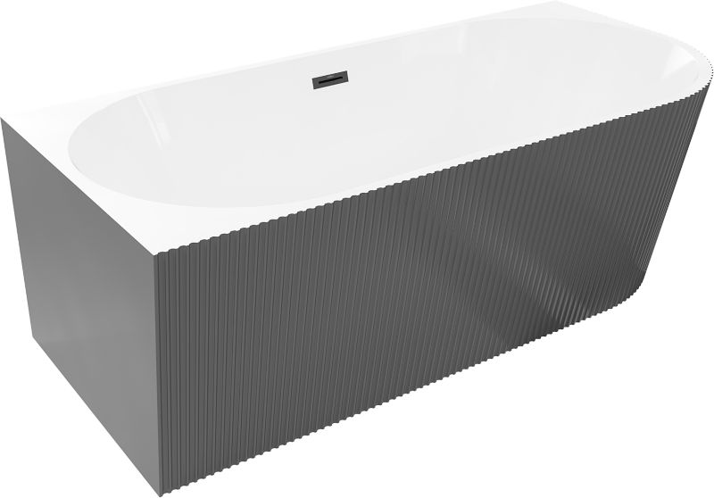 Wanna narożna Mexen Silo biała/szara 150x75 cm z czarnym przelewem 1 szt.