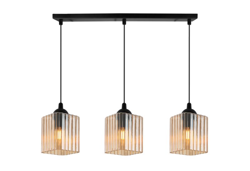 Lampa sufitowa wisząca Light Home LH Riffle 3x E27 60W czarny/miodowy 1szt.
