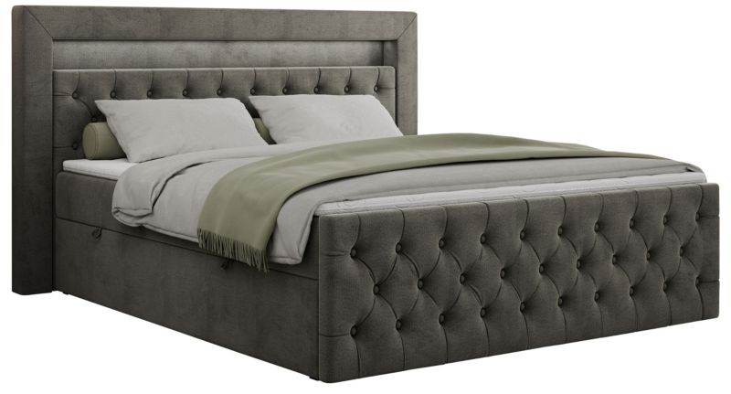 Łóżko kontynentalne MKS Meble GOLD 9 140x200 H3 Ciemnoszary welvet 1szt.