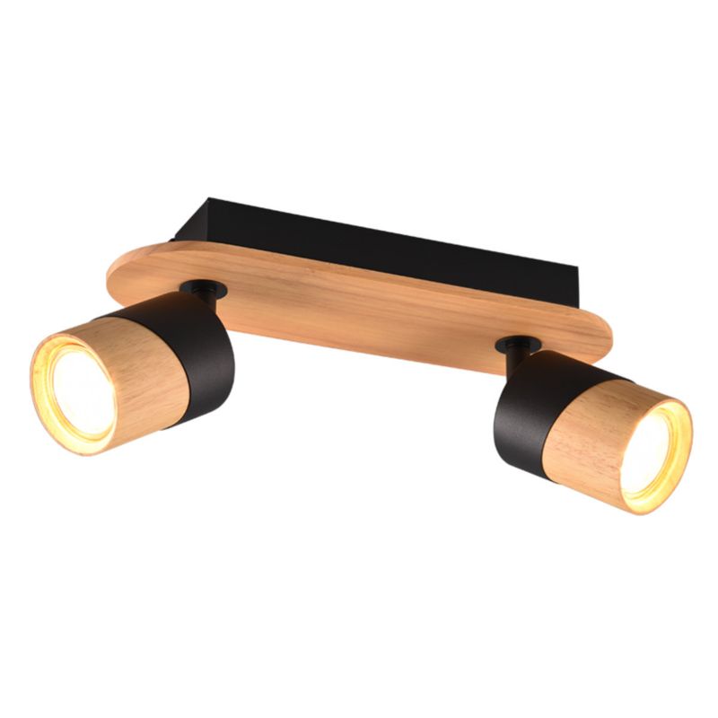 Kinkiet ścienny Trio Aruni czarny-jasne drewno 2 x GU10 x IP20 wym: 28 x 9 cm - 1 szt.