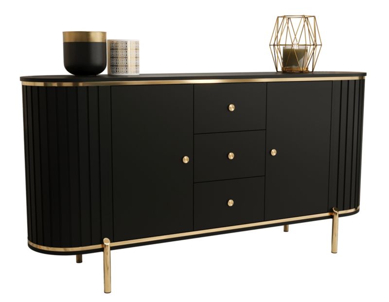 Komoda półokrągła z lamelami Abiks NEW YORK 180 czarny 1szt.