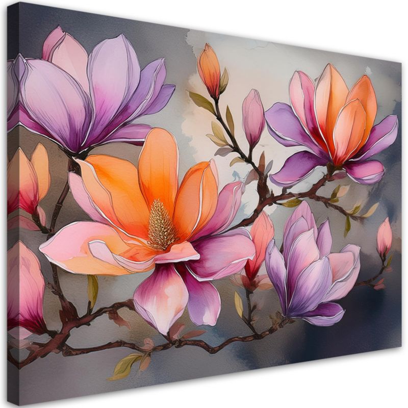 Obraz do salonu sypialni Feeby Akwarela Kolorowe Kwiaty 120x80 cm 1szt