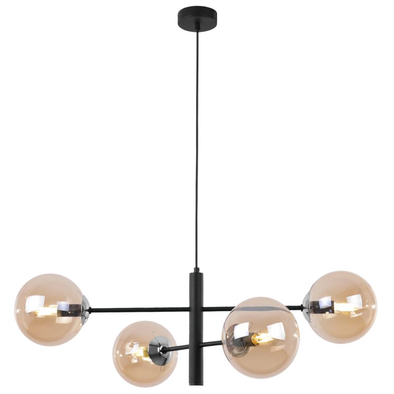 Lampa sufitowa wisząca Light Home LH Siena 4x E14 40W czarny/chrom klosz miodowy 1szt.