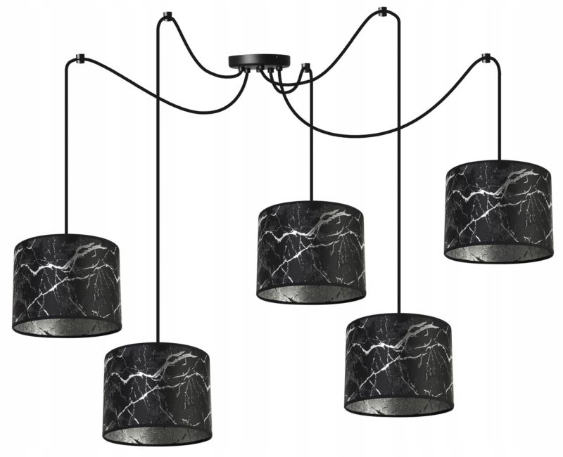 Lampa sufitowa wisząca Light Home LH Pająk Werona 5x E27 60W czarny/srebrny 1szt.