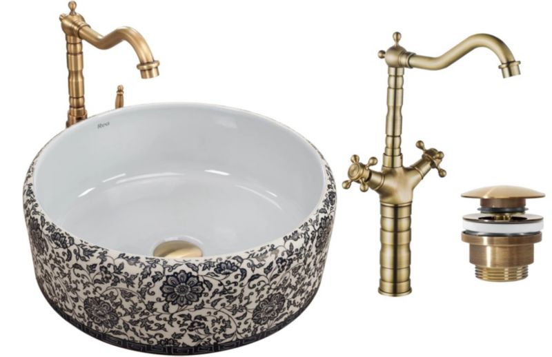 Umywalka nablatowa GTM Design Sami M1 Czarna z baterią w zestawie 1 szt.