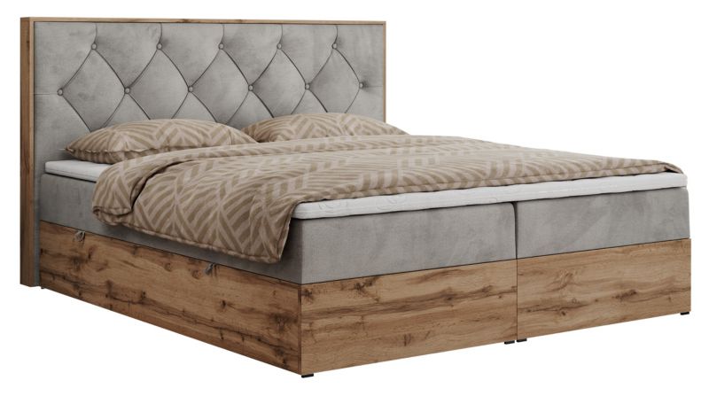 Łóżko kontynentalne MKS Meble VENETO 200x200 H3 jasnoszary welwet 1szt.