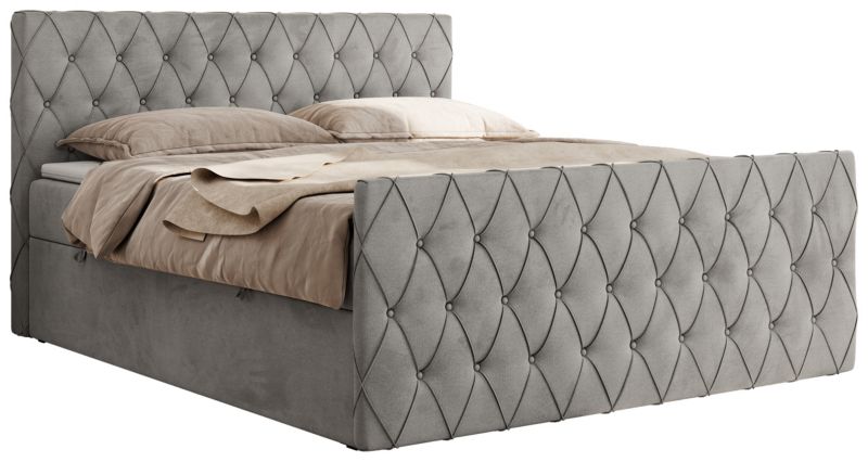 Łóżko kontynentalne MKS Meble MIREN DUO 160x200 H4 Jasnoszary welvet 1szt.