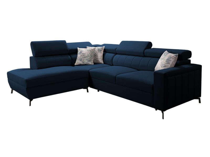 Narożnik MIRJAN 24 z funkcją spania Baltico III Maxi lewy granatowy/wzór w liście 1 szt.