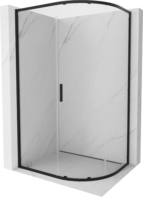 Kabina prysznicowa Mexen Exo półokrągła asymetryczna rozsuwana 90 x 80 cm transparent czarna 1 szt.