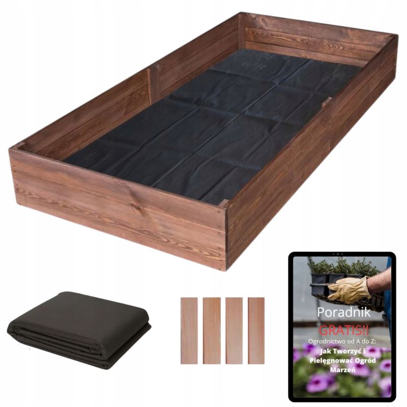 Warzywniak Drewniany Impregnowany SunWood Zielnik Skrzynia 240x100cm + Poradnik 1 szt.