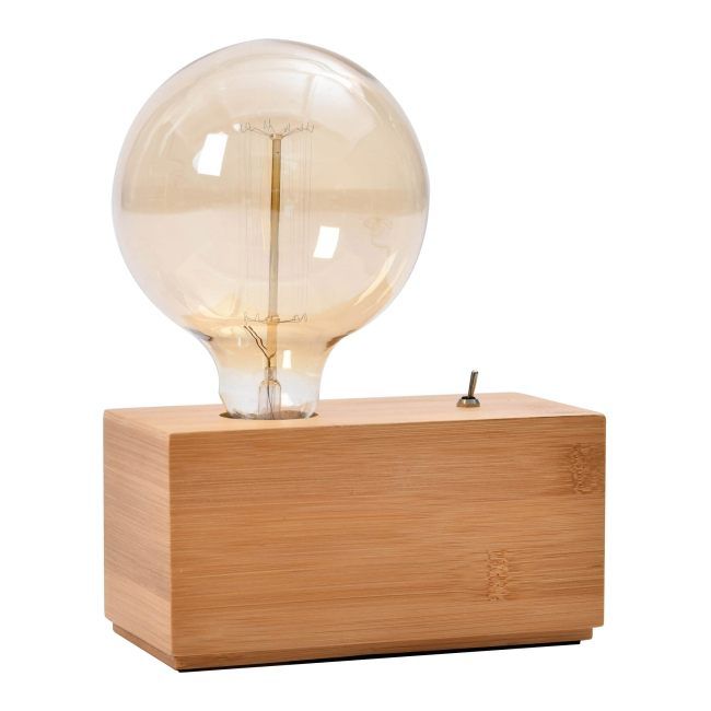 Lampa stołowa GoodHome Qausuit Bamb E27 prostokątna