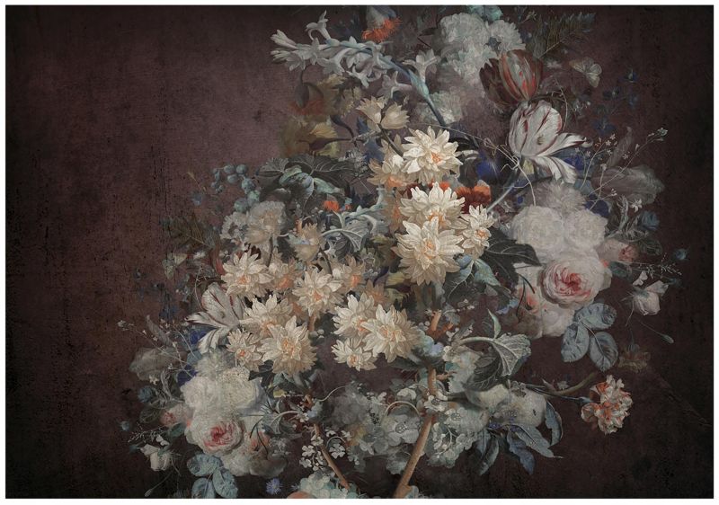 Fototapeta WALLARENA Do Sypialni Salonu Winylowa Kwiaty Vintage Retro Szary 416x254 cm 15869WVZXXXL 1 szt.