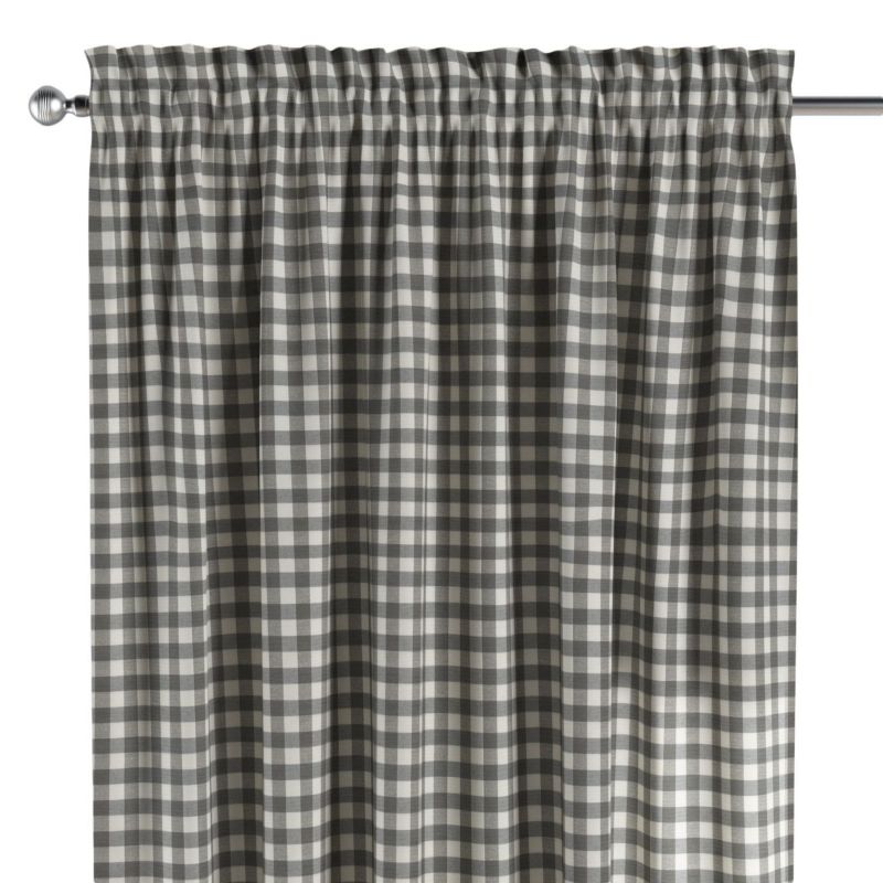 Zasłona na kanale z grzywką 1 szt. 130 x 260 cm Dekoria szaro-biała kratka (1,5x1,5cm) 1 szt.