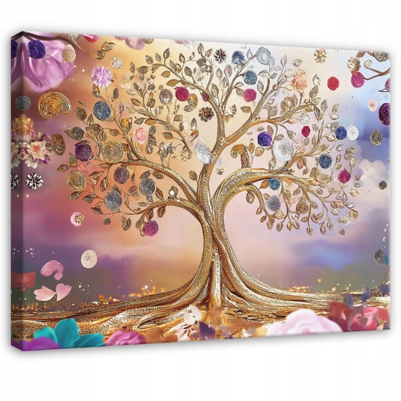 Obraz Na Płótnie Canvas WALLARENA 120x80 cm Dekoracja Ścienna Do Sypialni Salonu Kuchni Abstrakcja Drzewo 1 szt.