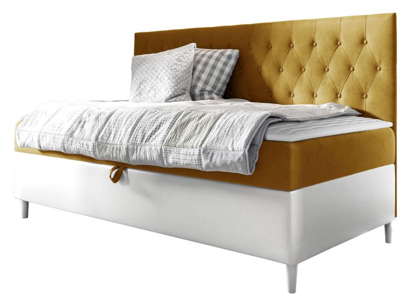 Łóżko kontynentalne MIRJAN 24 Filip Junior 2 90x200 biała ekoskóra/musztardowy 1 szt.