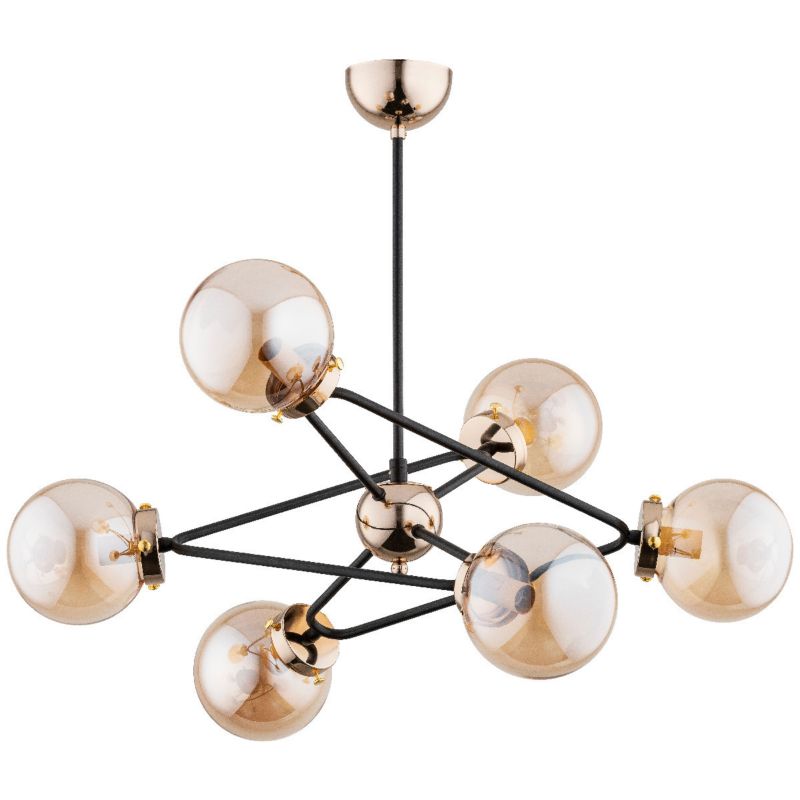 Lampa wisząca Alfa Resto złoto-bursztynowy-czarna wym: 57 x 63 x 66 cm 6xE14 x 10W 1 szt.