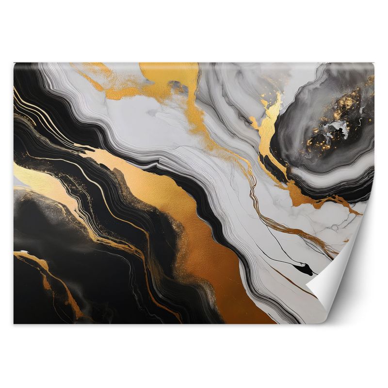 Fototapeta Feeby Czarno Szary Marmur ze Złotem Abstrakcja 100x70 1 szt