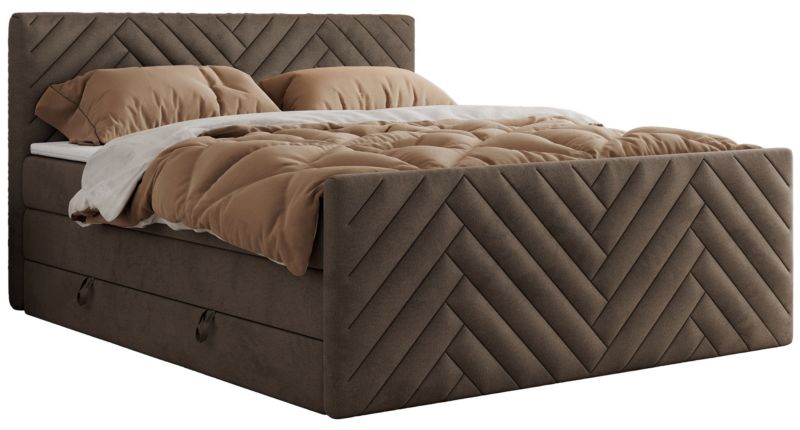 Łóżko kontynentalne MKS Meble PARIS KING DUO 180x200 H4 Brązowy welvet 1szt.