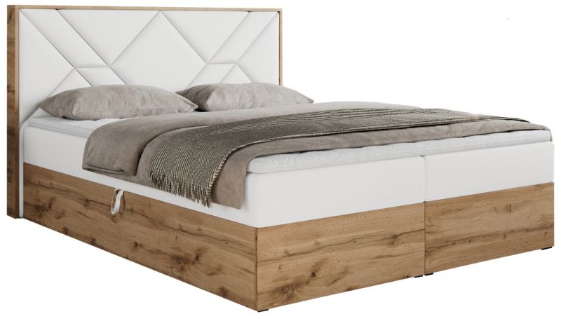 Łóżko kontynentalne MKS Meble GUNAR 140x200 H3 Biały ecoskóra 1szt