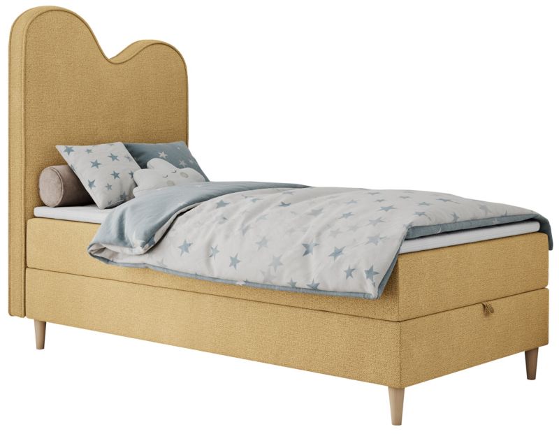 Łóżko młodzieżowe MKS Meble FLOW 90x180 H3 żółty struktura topper T25 1szt.