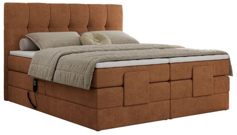 Łóżko kontynentalne MKS Meble VITTORIA 200x200 H3 Pomarańczowy struktura 1szt