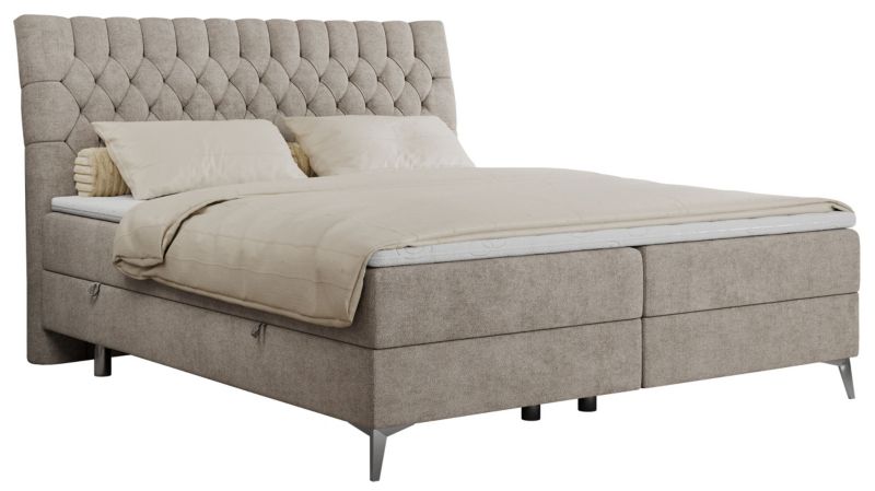 Łóżko kontynentalne MKS Meble MILEN 120x200 H3 beżowy struktura 1szt.